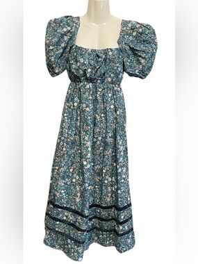 Mi Golondrina small floral sirena turquesa Midi Dreess